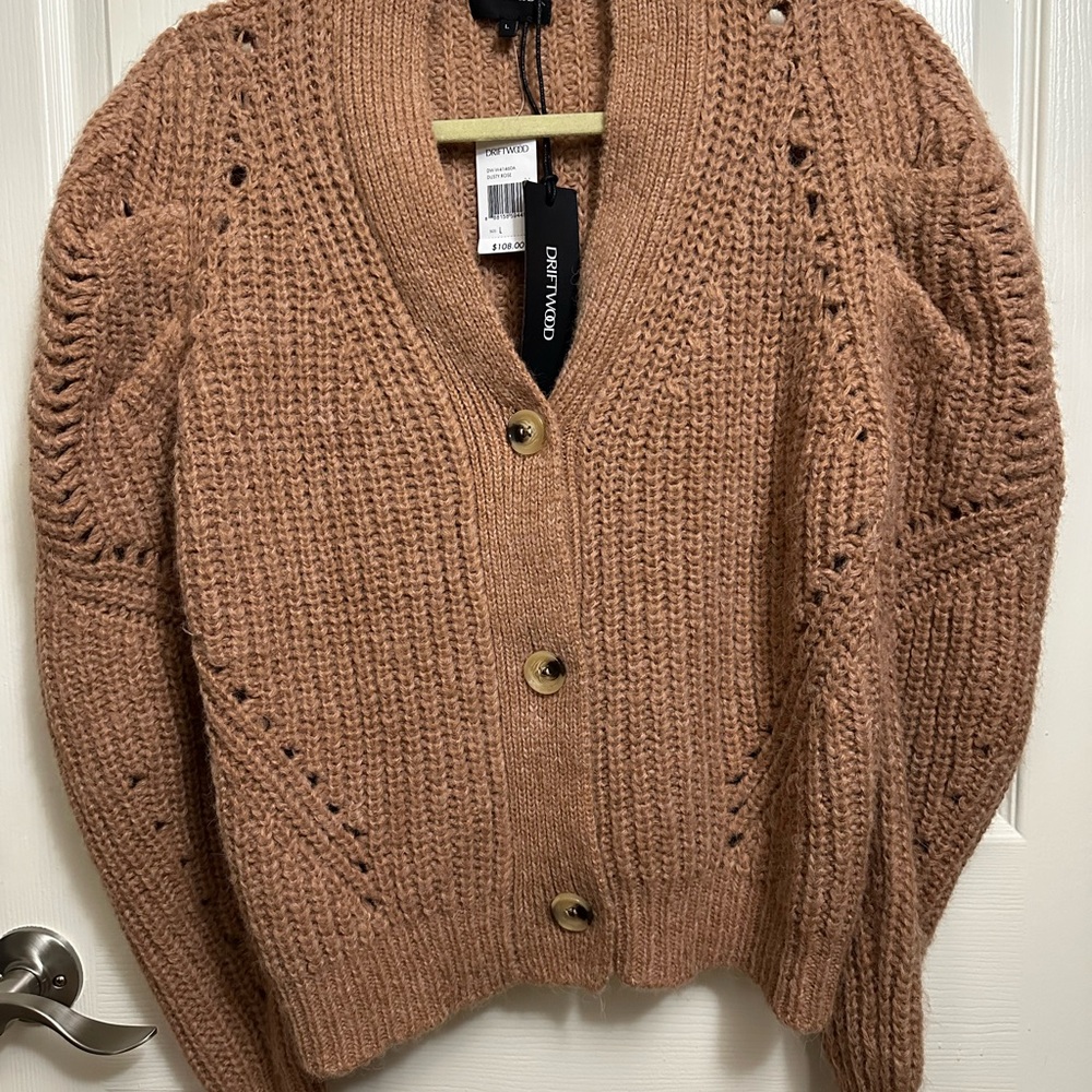 Driftwood Dusty Rose Chunky Knit Cardigan Size Large NWT
